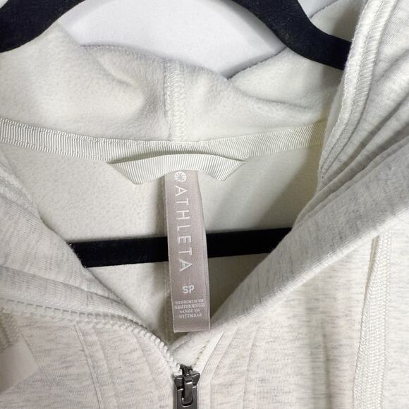 Athleta SP Small Petite Fog Heather Grey Triumph Long Hoodie Jacket Full Zip - Picture 8 of 14